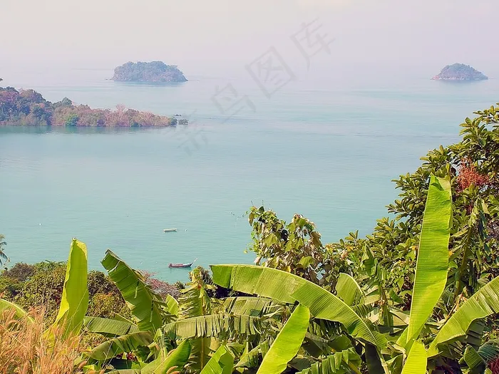 海，风景，船，岛，泰国，象岛