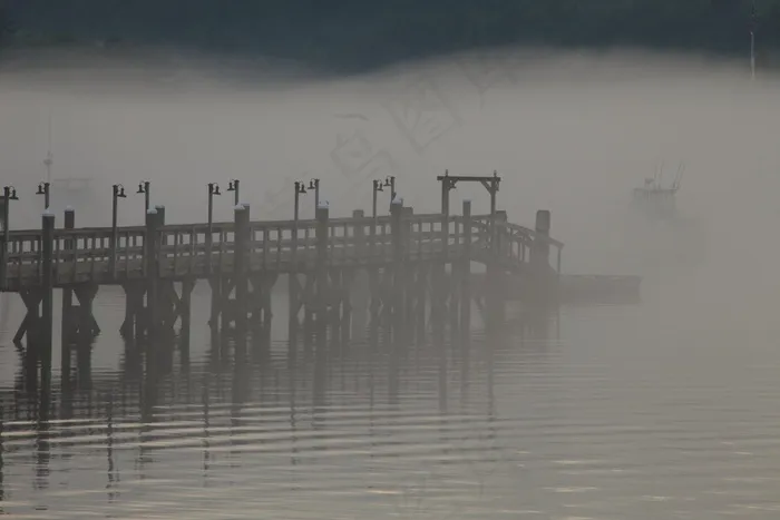 对等，坞站，雾，起雾，湖泊风景，江，沧海，港口，端口