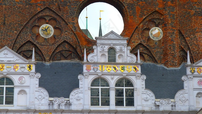 吕贝克，市政厅，饰品，砖，历史