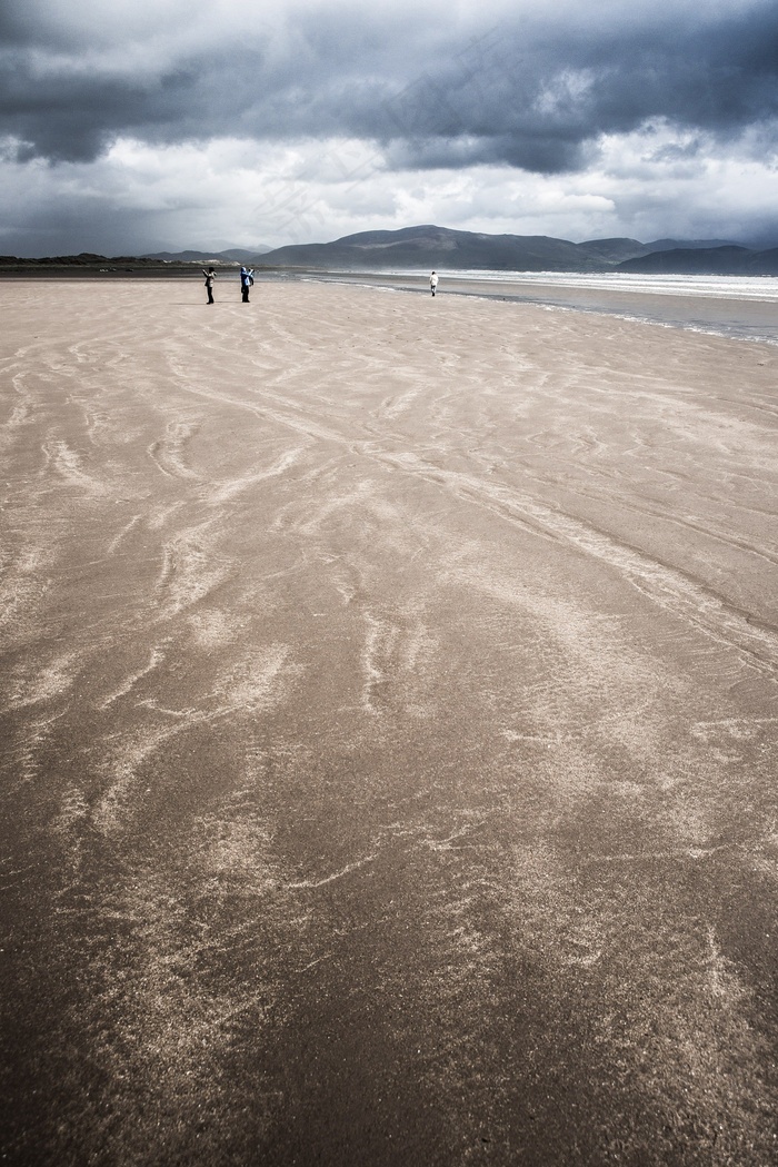 海滩，爱尔兰，海岸，水，景观，云团，沙
