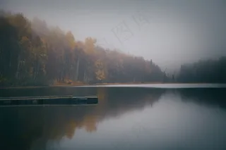 湖，坞站，树木，反射，森林，森林，水