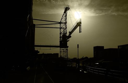 港口，起重机，轮廓，轮廓