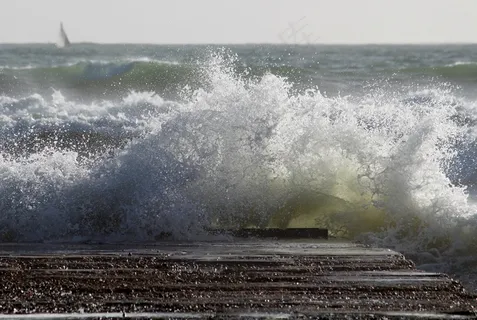 沧海，波，膨胀，Web，喷雾，不安，海洋，海滩