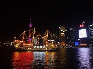 中国上海，东方明珠，夜景，夜