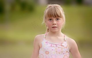儿童，女孩，游泳，脸，金发，意见，出，性质