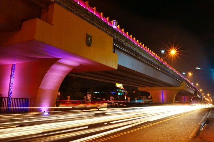 光，桥，天桥，架构，城市，夜