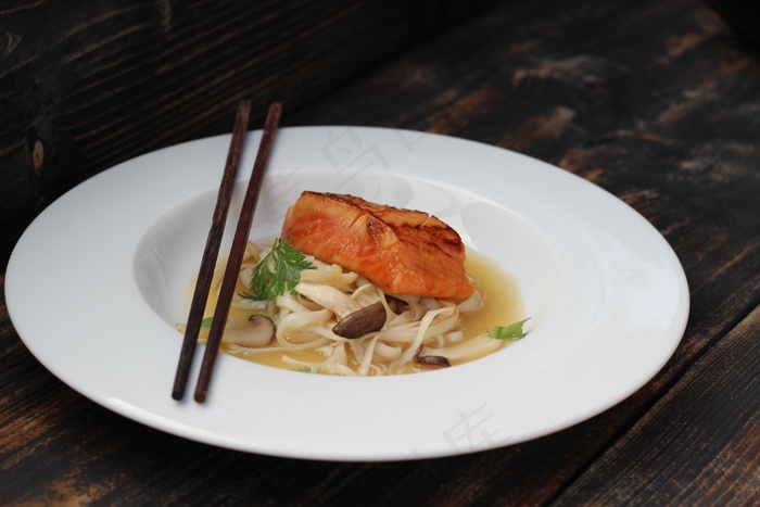 面条，三文鱼，意大利面，食品，片，味iso