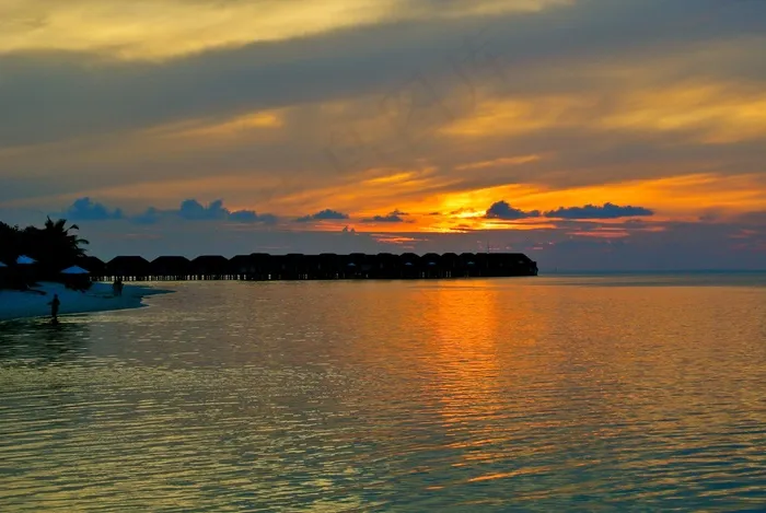 马尔代夫，海，度假村，夏天，假期，天空，海洋