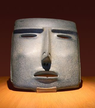 面具，黏土，古代，墨西哥，阿兹台克人，印度人，手工制作