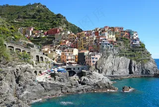 五渔村，意大利，Manarola，利古里亚，岩，海