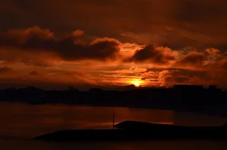 海滩，日落，海，余辉，海洋，北海，水
