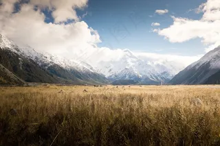 山，天空，云，收获，农场，土地，谷
