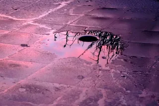 排水，雨，地面，孔，镜像，水，露台