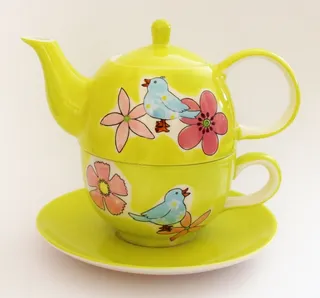 茶壶，冬天，杯，茶，绿色，开花，盛开