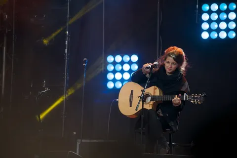 音乐会，歌手，晚间，坐，吉他，希拉，苏