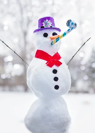 雪人，新年快乐，冬天，问候，冷，雪