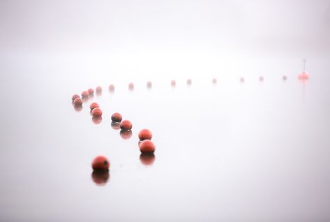 海，浮标，薄雾，雾，早上卡，早上