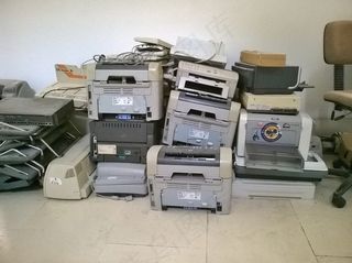 打印机，旧的，被遗弃的，回收的，打印机