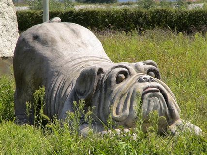 雕塑，Steinmetz，图，艺术，狗，关注，潜伏