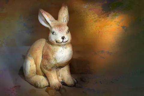 野兔，Dekohase，石长谷，装饰，关闭，绘画
