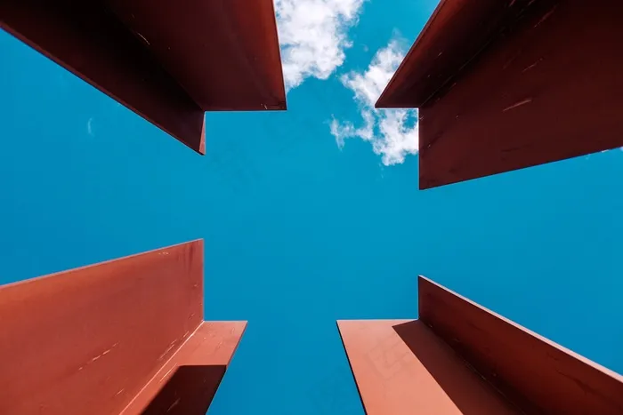 梁，架构，钢，金属，天空，云，蓝色
