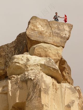 卡普森（Cavusin），岩山，石灰华，爬升，伟大，小旗，上升，阿瓦诺斯