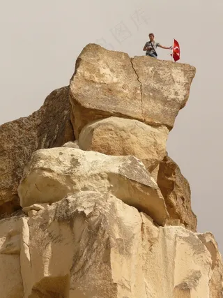 卡普森（Cavusin），岩山，石灰华，爬升，伟大，小旗，上升，阿瓦诺斯