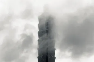 导弹,火箭,湖泊,航天飞机,助推器,雾中的台北101