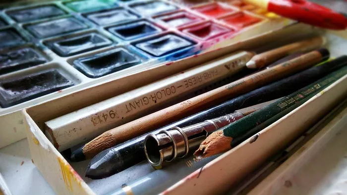绘画，绘画，铅笔，钢笔，水彩，油漆