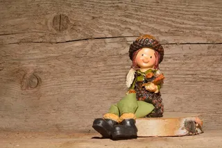 娃娃图，无花果，Holzfigur，女孩，坐，梦想，如梦如幻