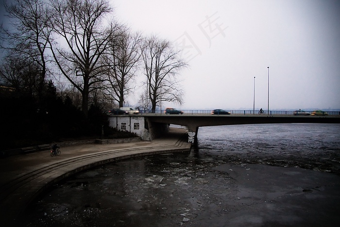 树,江河,街道,湖泊,椅子,汉堡的阿尔斯特