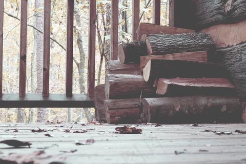 日志，木材，阳台，钢坯，材料，火，布伦