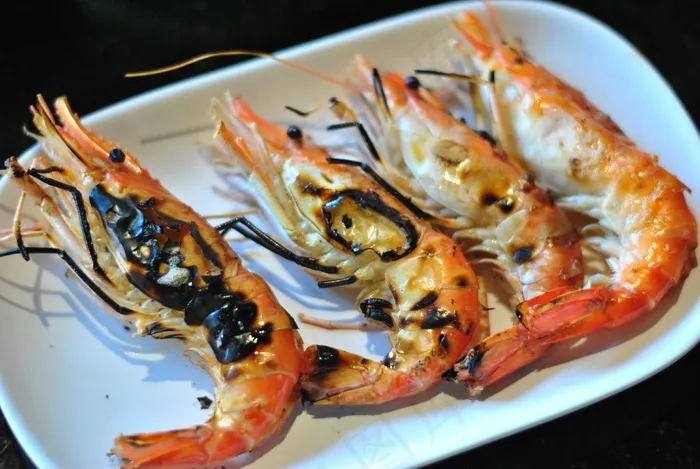 虾，烤虾，食物