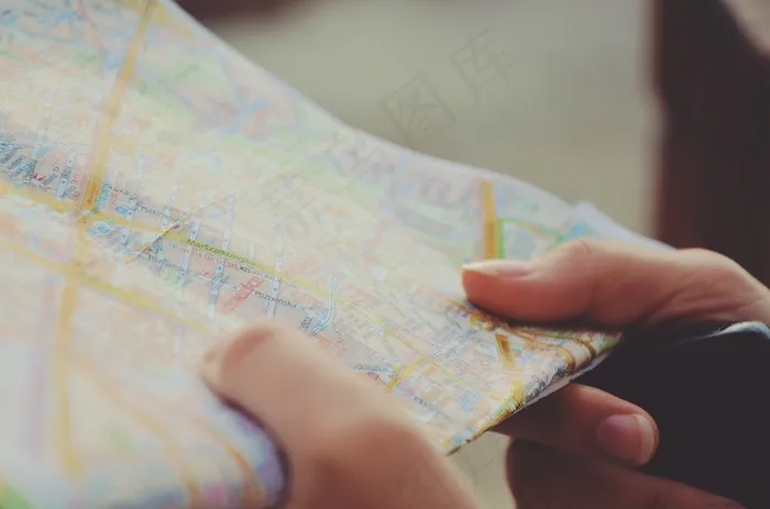 地图，导航，手，旅行，路线，旅程，城市
