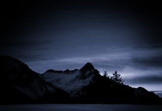 山，山峰，冬季，雪，景观，天空