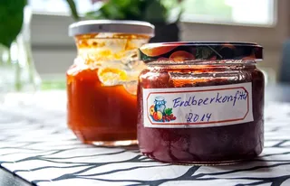 果酱，水果，早餐，玻璃，蔓延，甜，果酱罐