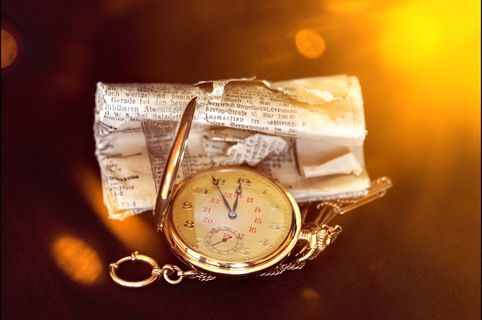 怀表，时钟，钟面，报纸