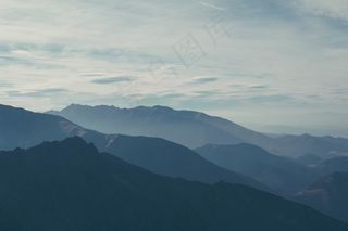 丘陵，山，薄雾，景观，查看，全景图