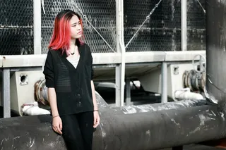 美丽，校园，图，女人，模型，红头发，悲伤