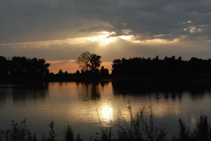 湖，水，Abendstimmung，日落