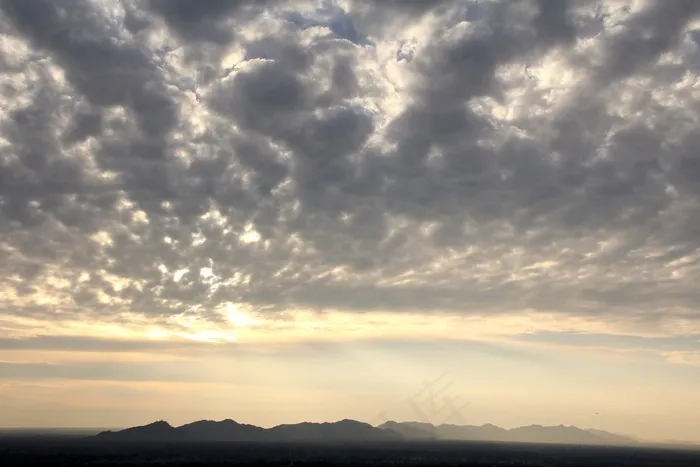 景观，日出，山，Morgenstimmung，太阳，天空