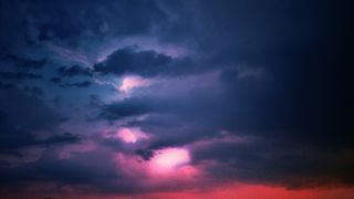 云，多云，黑暗，黑暗，地平线，天空，紫色