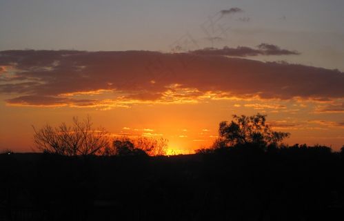 日落，明亮，橙色，太阳，云，边缘，发光