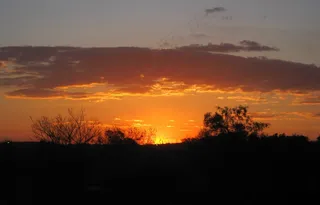 日落，明亮，橙色，太阳，云，边缘，发光