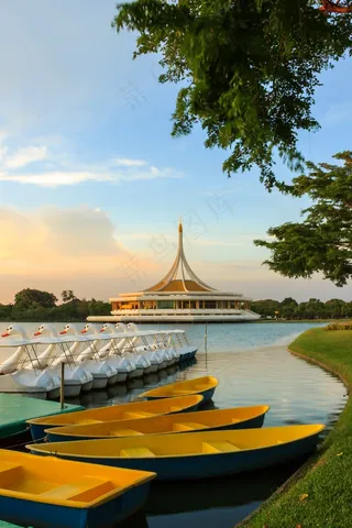 船舶，环礁湖，树，天空，午餐，水，草