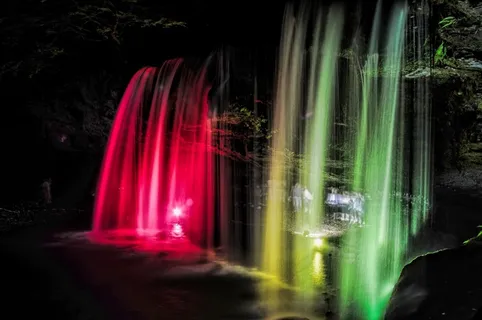 瀑布,自然,日本,河流,水,夜 瀑布,自然,日本,河流,水,夜