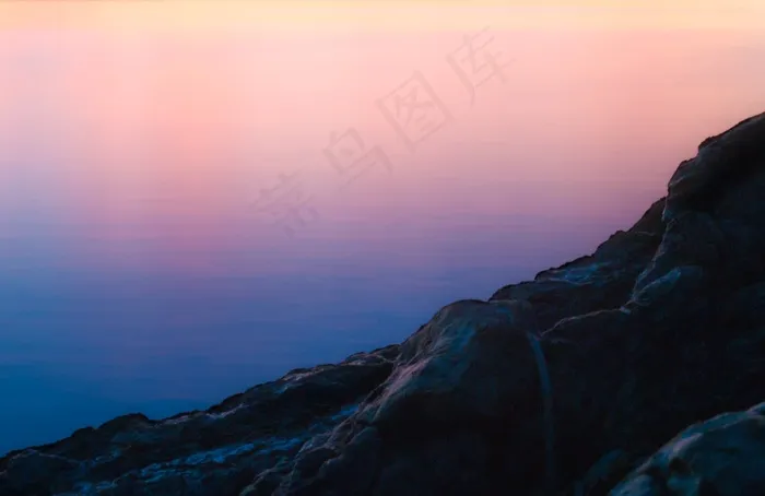 日落，黄昏，水，岩石，海岸