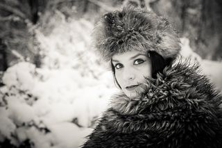 黑白，摄影，冬天，女孩，年轻