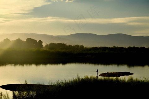 湖，草地，日落，自然，景观，水，草