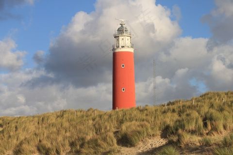 特塞尔，北海，灯塔，湖，海滩，海，红色
